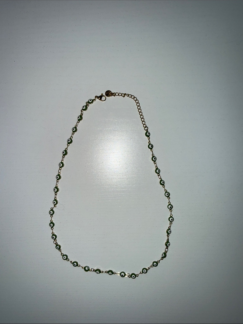 Gold-Tone Green Evil Eye Necklace